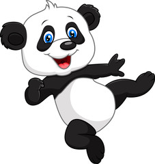 Adorable baby panda isolated on white background