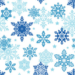 Fototapeta na wymiar Winter seamless background with snowflakes
