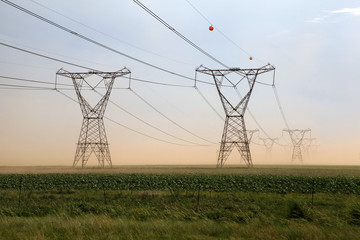 Powerlines in a dust storm