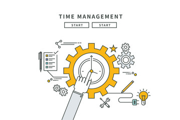 simple line flat design of time management, modern vector illustration