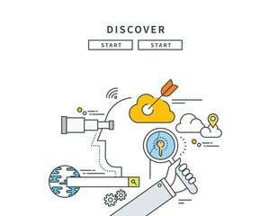 simple line flat design of discover idea, modern vector illustration