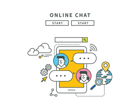 simple line flat design of online chat, modern vector illustration