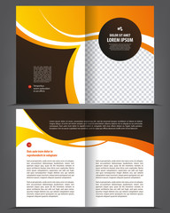 Fototapeta premium Vector empty bi-fold brochure print template design, newsletter booklet layout