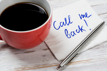 Message written on napkin