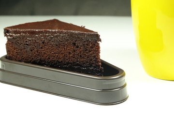 Chocolate cake with soybean milk cup