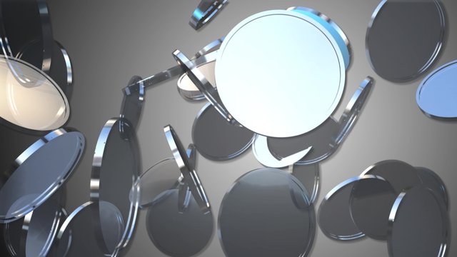 random 3d mirror like disks abstract motion background