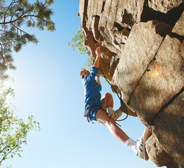 Climbing on cliff