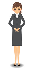スーツの女性（全身）　おじぎ
