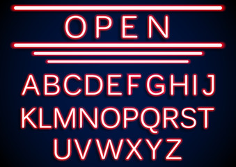 Fototapeta premium Set retro neon open signs background