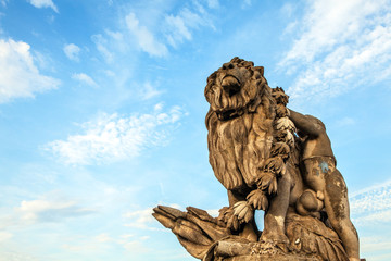 Sculpture on Alexandre III bridge in Paris