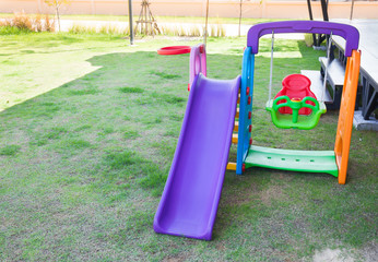 Children playground on lawn park