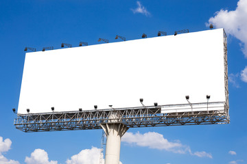 Blank billboard ready for new advertisement with blue sky background