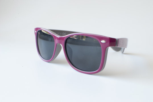 Pink Sunglasses On White Background