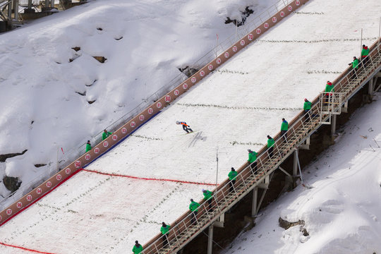 Continental Cup ski jumping. Height of 120 meters springboard