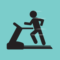 Man Running On A Treadmill Vector Illustration.