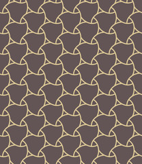 Seamless ornament. Modern stylish geometric pattern with repeating golden elements and brown background