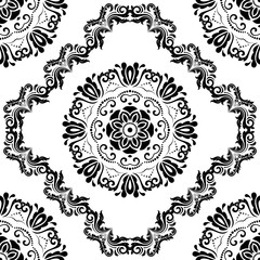 Oriental classic black and white pattern. Seamless abstract background