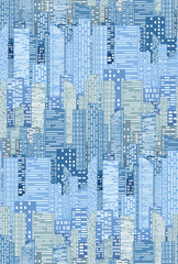 Obrazy na Plexi  Bezszwowa tekstura z budynkami miejskimi i drapaczami chmur