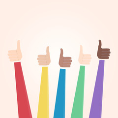 Fototapeta premium Hand with thumb up. Positive feedback