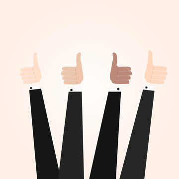 Hand with thumb up. Positive feedback