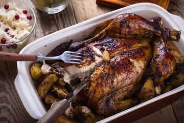 Homemade whole baked chicken