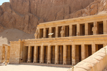 The ancient temple of love of Hatshepsut near Luxor in Egypt in a rocky gorge near the valley of the kings.