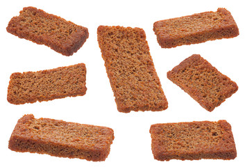 Rye crackers stick set on white