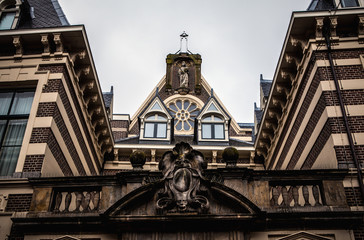 NETHERLANDS, HAARLEM - OCTOBER 26, 2015: Traditional European architecture. HAARLEM - Holland.