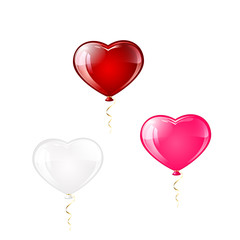Fototapeta na wymiar Three balloons in the form of hearts