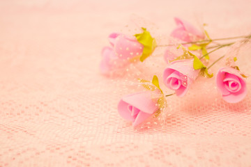 Obraz na płótnie Canvas pink roses decoration, Valentines Day background