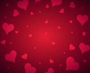 Happy Valentine's Day hearts boke blurred on a red pink background sale card. Vector illustration EPS 10