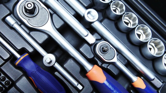Set of tool in suitcase