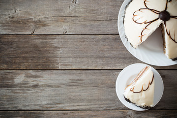 cake on wooden table background