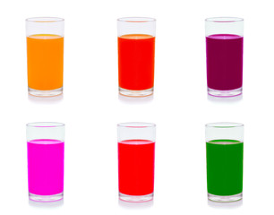 Mixed fruit juice isolated on white background