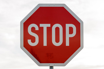 Red stop sign outdoors