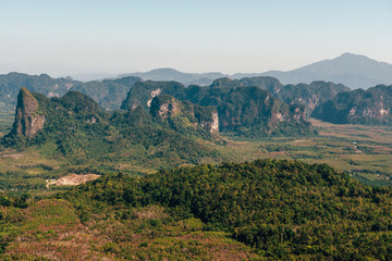 Fototapeta na wymiar Landscape from view point on the mountain. Krabi, Thailand