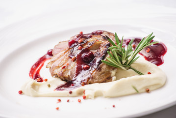 duck breast with mashed potato