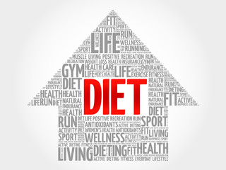 Diet arrow word cloud, health concept