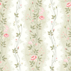 seamless pattern with floral rose borders and lace