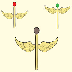 Winged flying matchsticks