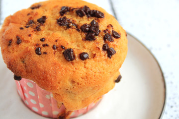 Chocolate Chip Muffin isolated on white