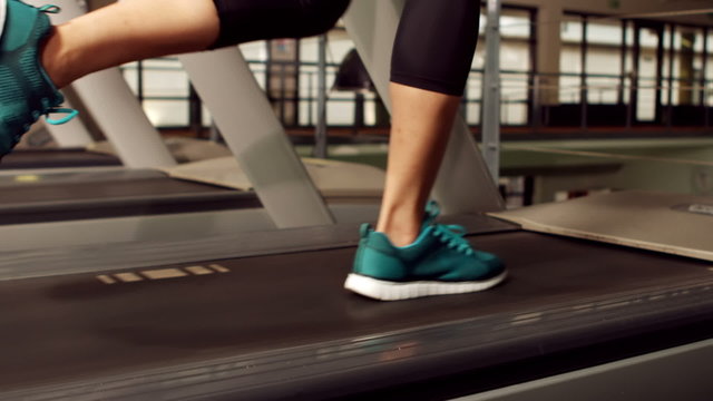 Woman running on treadmill