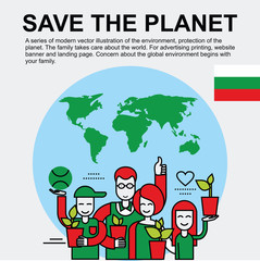 Family holding a green plant with leaves.