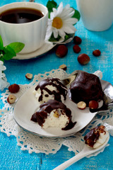 Cottage cheese balls with nuts and chocolate