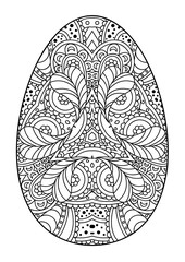 Zentangle black and white decorative Easter egg.