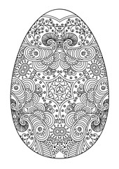 Zentangle black and white decorative Easter egg.