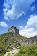 The Great Wall of China, under the blue sky white clouds, very b