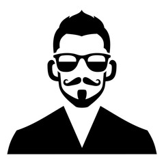 Hipster Fashion Man Hair, Glasses and Beards. Vector