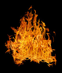 bright dense fire on black background