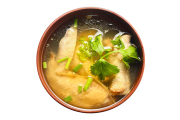 chicken soup isolated on background